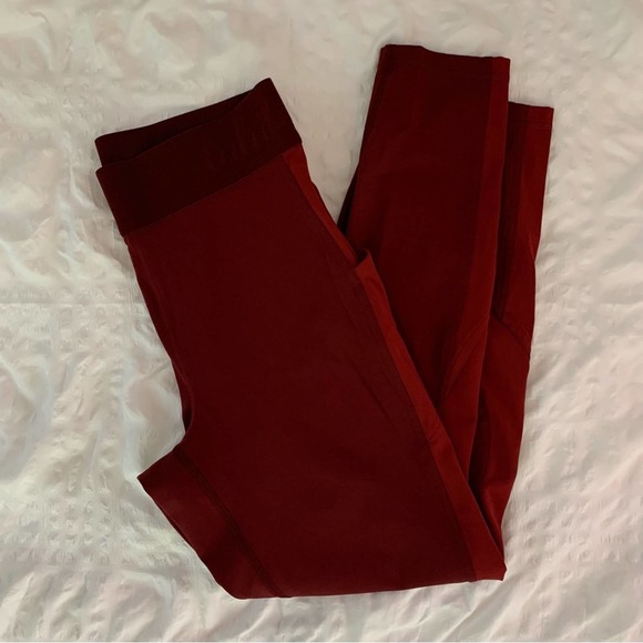 lululemon athletica Pants - Lululemon Maroon Leggings Logo Waistband